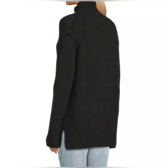 NWT Vince Turtleneck Wool Blend Sweater Green Size XS Chunky Knit Side Slits - Picture 3 of 12
